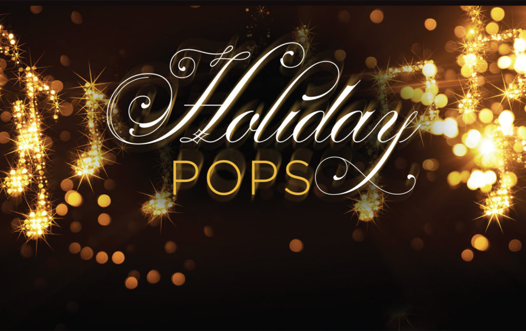 fancy text of holiday pops with festive lighting