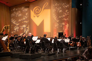 Marin Symphony playing with logo in background